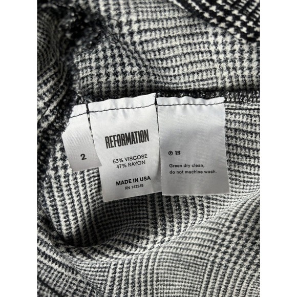 Reformation Black & White Glen Plaid Blazer Button-Up Longline Blazer Size 2 - Picture 13 of 13